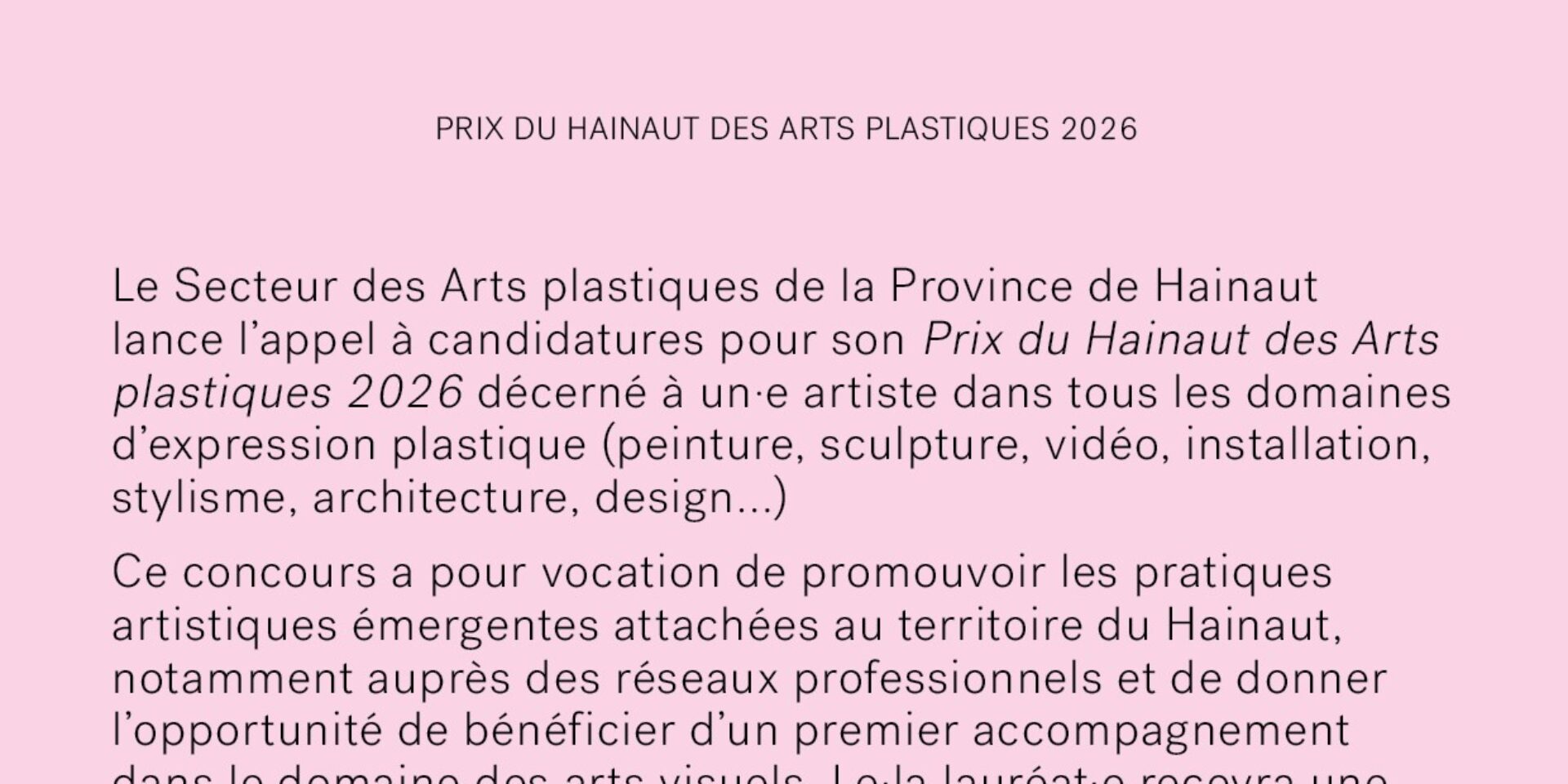  25/26 – Candidatures Prix du Hainaut 
